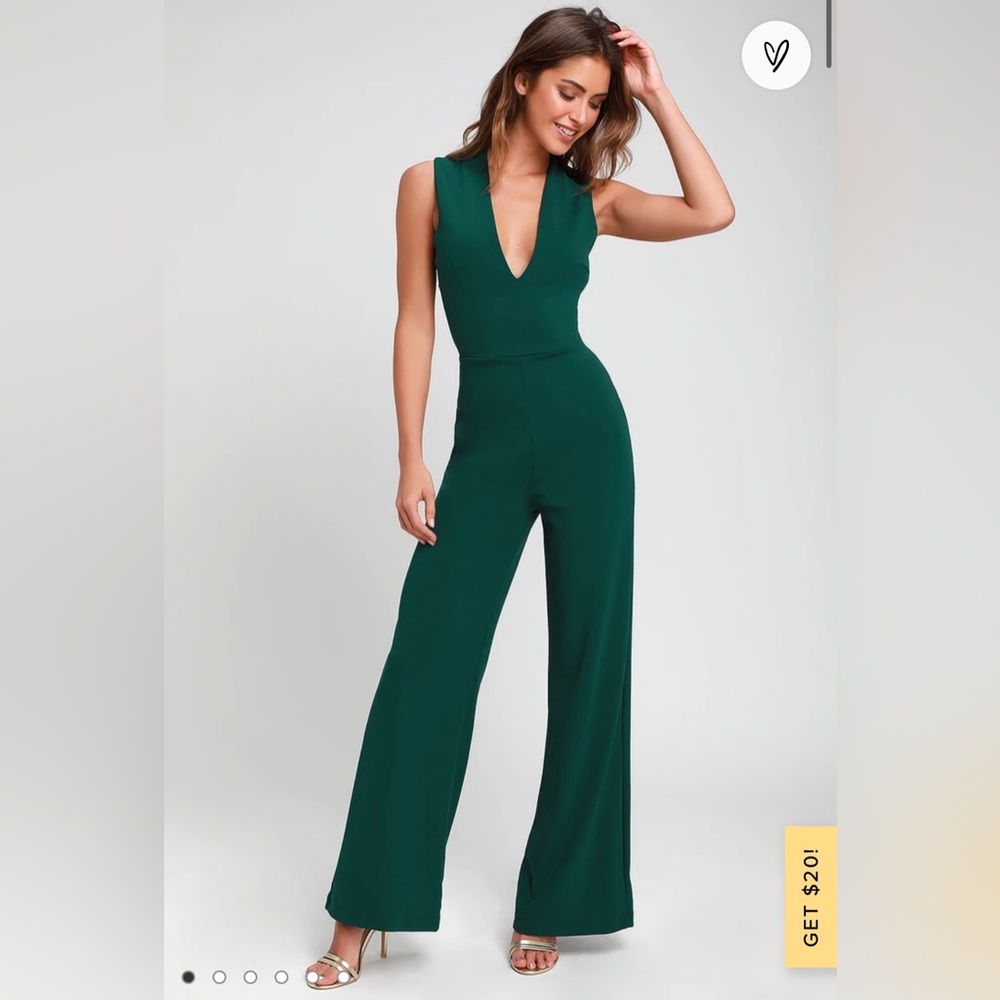 Lulu’s Thinking Outloud Hunter Green Backless Jumpsuit